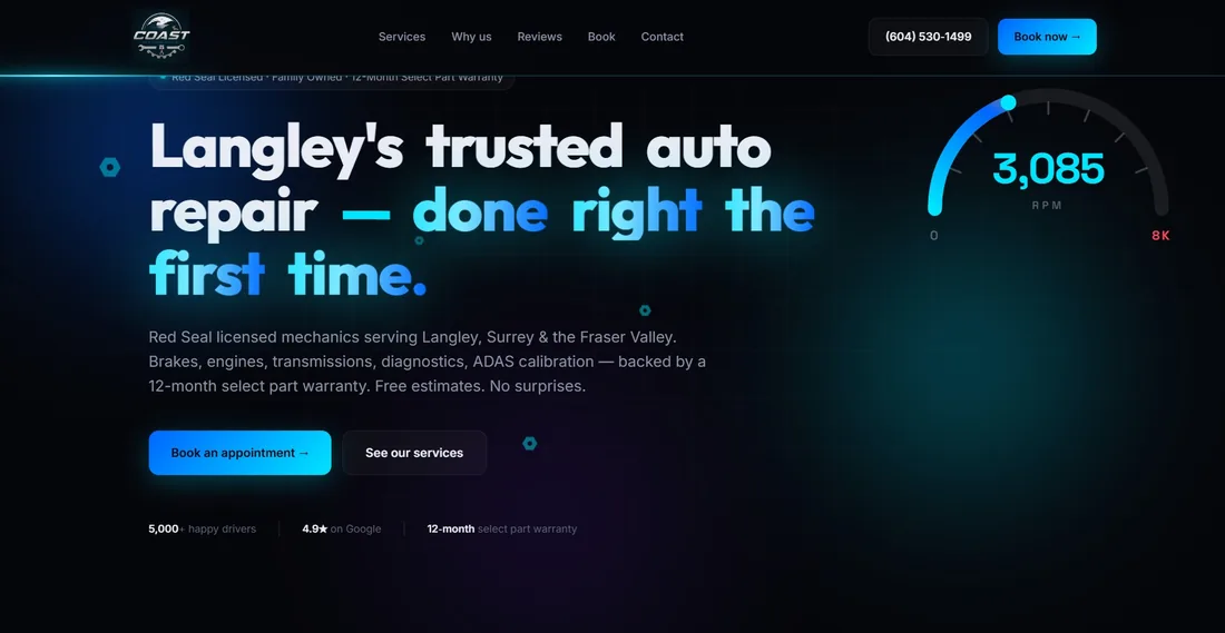 Coast Mechanical website preview